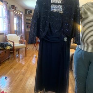 Two piece formal navy blue dress